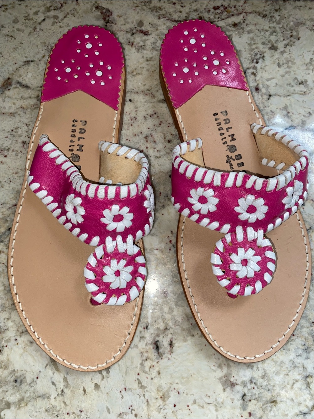 Palm Beach Sandals $148 Hot Pink & White PB Sandal New No Box Womens 7.5